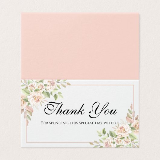 Elegant Roos Dank je roze Floral Wedding Kaart (Buitenkant ongevouwen)