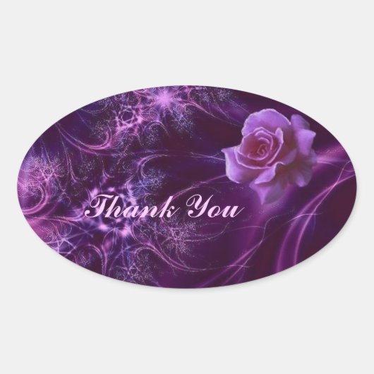 Elegant Roos Dank u Ovale Sticker (Voorkant)