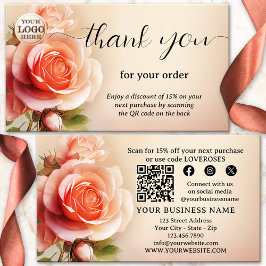 Elegant Roos dank u voor uw bestelling Visitekaartje