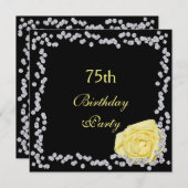 Elegant Roos & diamanten 75e verjaardag Kaart (Voorkant / Achterkant)