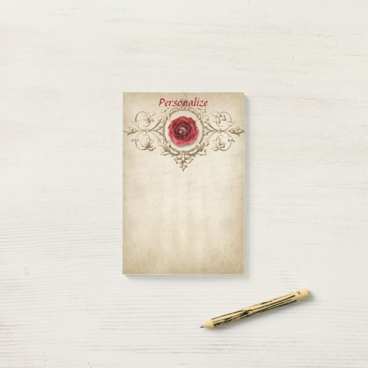 Elegant Roos Diamond personaliseert Post-it® Notes (Op bureau)