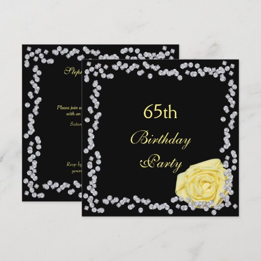 Elegant Roos & Diamonds 65ste verjaardag Kaart (Voorkant / Achterkant)