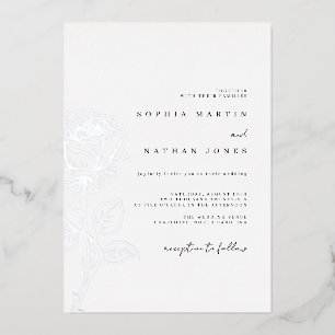 Elegant Roos Echte Zilveren Folie Wedding Uitnodiging