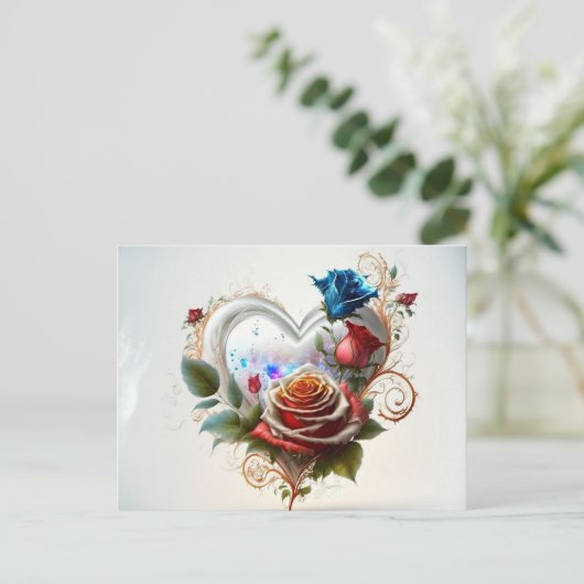 Elegant Roos en Briefkaart (Staand voorkant)