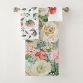 Elegant Roos en Cream Bloemen Waterverf Bad Handdoek (Insitu)