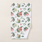 Elegant Roos en Cream Bloemen Waterverf Bad Handdoek (Handdoek)