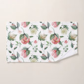 Elegant Roos en Cream Bloemen Waterverf Bad Handdoek (Handdoek)