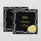 Elegant Roos en diamanten 80ste verjaardag Kaart (Voorkant / Achterkant)