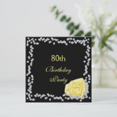Elegant Roos en diamanten 80ste verjaardag Kaart (Staand voorkant)
