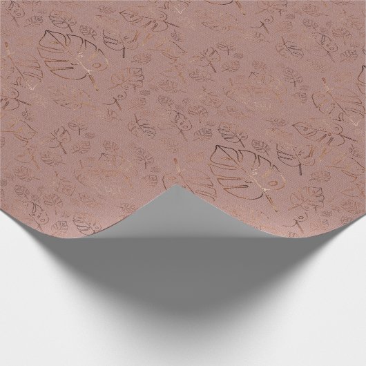 Elegant Roos en Gold Floral Pattern Cadeaupapier (Hoek)