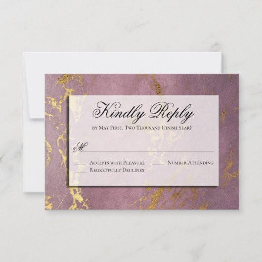 Elegant Roos en Gold RSVP Gelieve te beantwoorden (Voorkant)