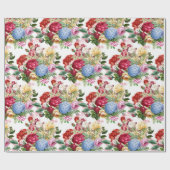 Elegant Roos en Hydrangeas Floral Craft of Gift Cadeaupapier (Vlak)