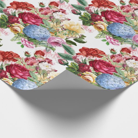 Elegant Roos en Hydrangeas Floral Craft of Gift Cadeaupapier (Hoek)