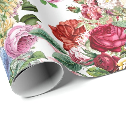 Elegant Roos en Hydrangeas Floral Craft of Gift Cadeaupapier (Rol Hoek)