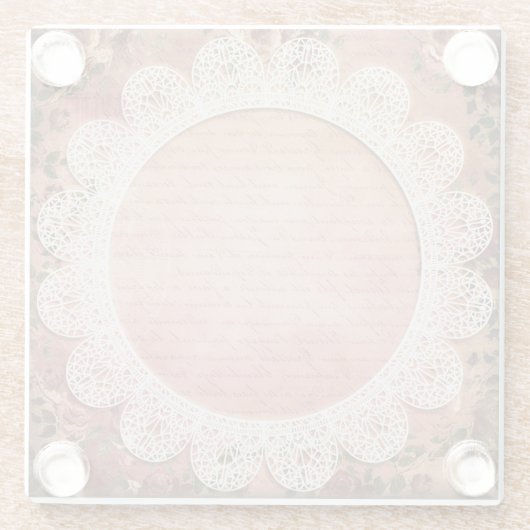 Elegant  Roos en kantglas Onderzetter (Achterkant)