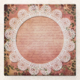 Elegant Roos en kantglas Onderzetter Glazen Onderzetter