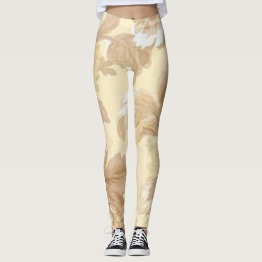 Elegant Roos en leder Leggings (Voorkant)