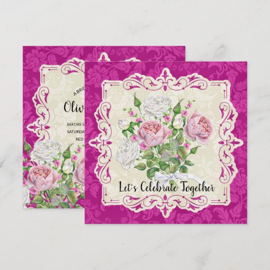 Elegant Roos- en peonieVrijgezellenfeest Kaart (Voorkant / Achterkant)