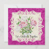 Elegant Roos- en peonieVrijgezellenfeest Kaart (Voorkant)