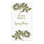 Elegant Roos Etching White Golden Bookpate Label (Voorkant)