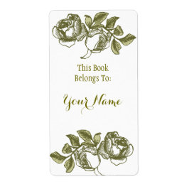Elegant Roos Etching White Golden Bookpate Label