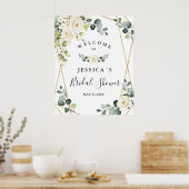 Elegant Roos Eucalyptus Bruidsfeest Welkomstbord Poster (Keuken)