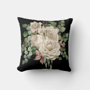 ELEGANT ROOS EUCALYPTUS CUSHION BLACK KUSSEN