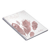 Elegant Roos Faux Glitter Feather Persoonlijk Notitieboek (Rechterzijde)
