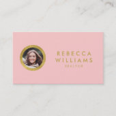 Elegant Roos & Faux Gold Vastgoed Profiel Foto Visitekaartje (Voorkant)