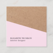 Elegant Roos Faux Kraft Geometric Interior Design Vierkante Visitekaartje (Voorkant)