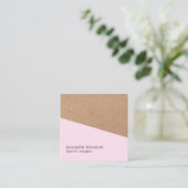 Elegant Roos Faux Kraft Geometric Interior Design Vierkante Visitekaartje (Staand voorkant)