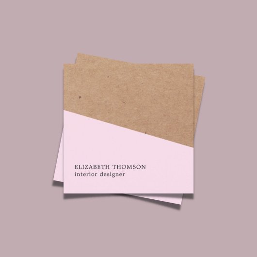 Elegant Roos Faux Kraft Geometric Interior Design Vierkante Visitekaartje