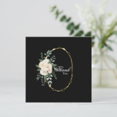 Elegant Roos Floral Black Weddenschap Hartelijk da Bedankkaart (Staand voorkant)