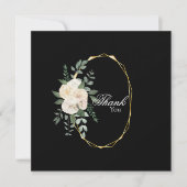 Elegant Roos Floral Black Weddenschap Hartelijk da Bedankkaart (Voorkant)