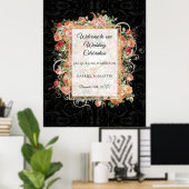 Elegant Roos Floral Blush Black Welkomsthuwelijk Poster (Thuiskantoor)