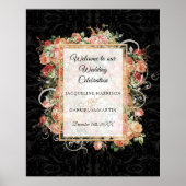 Elegant Roos Floral Blush Black Welkomsthuwelijk Poster (Voorkant)