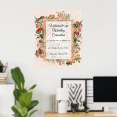 Elegant Roos Floral Blush Gold Welkom bruiloft Poster (Thuiskantoor)