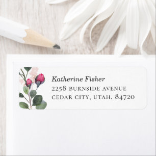 Elegant Roos   Floral Botanische bruiloft adres Etiket
