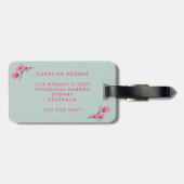 Elegant Roos Floral Chic Stijlvol Groen Bagagelabe Bagagelabel (Achterkant horizontaal)