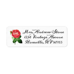 Elegant  Roos Floral Feminine Adres Etiket