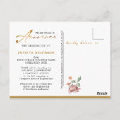 Elegant Roos Floral Foto Afstuderen Aankondiging Briefkaart (Achterkant)