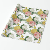 Elegant  Roos Floral Glossy Wedding Cadeaupapier (Uitgerold)