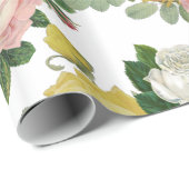 Elegant  Roos Floral Glossy Wedding Cadeaupapier (Rol Hoek)