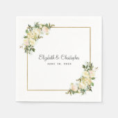 Elegant Roos Floral Metallic Gold Wedding Decor Servet (Voorkant)