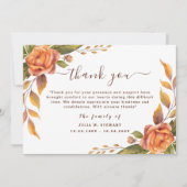 Elegant Roos Floral Modern Begrafenis Dank u Kaart (Voorkant)