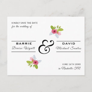 Elegant Roos Floral Modern Wedding Save the Date Briefkaart