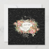 Elegant Roos Floral Muted Black Peach Blush Gold Kaart (Achterkant)