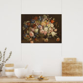 Elegant Roos Floral Painting, Anton Muller Poster (Keuken)