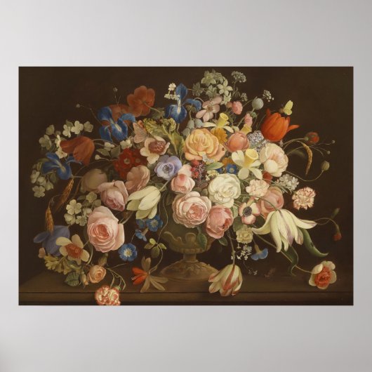 Elegant Roos Floral Painting, Anton Muller Poster (Voorkant)