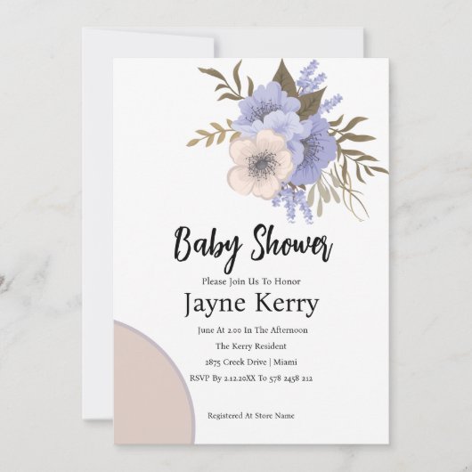 Elegant Roos Floral Party Baby shower Invitation Kaart (Voorkant)